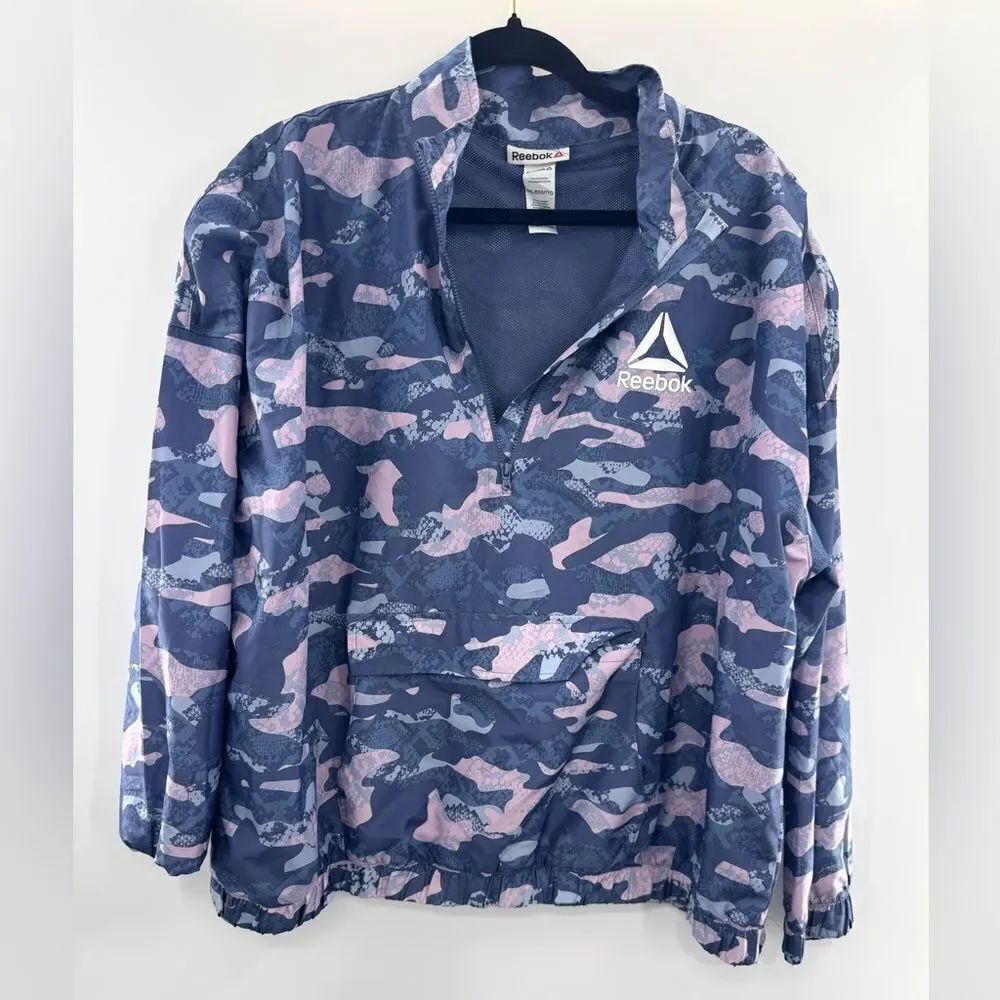 3for$20 Reebok Military Purple/Blue Pullover Windbreaker size XXL